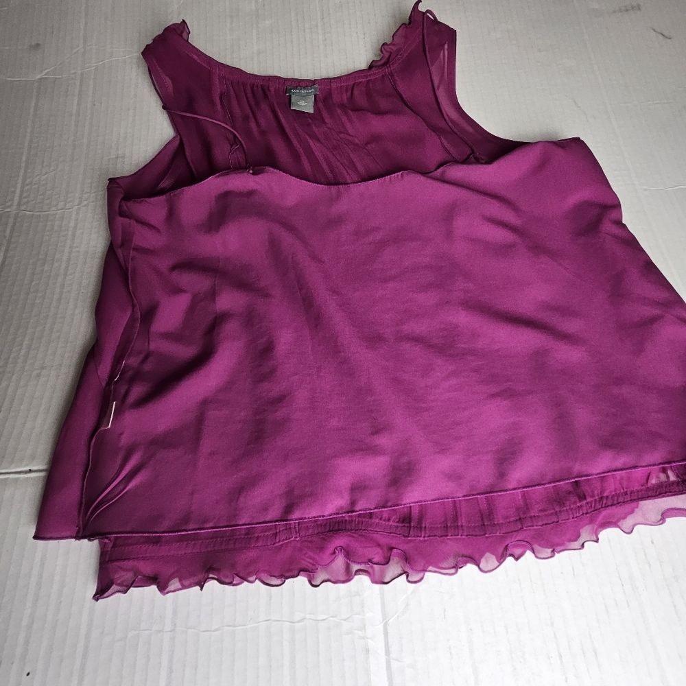 Ann Taylor Women Berry Feminine Silk Top Size 14 - Picture 7 of 12